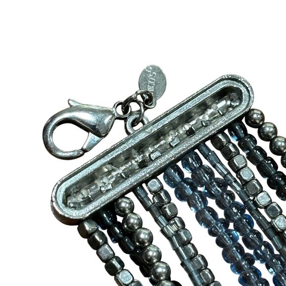 Chico’s multistrand beaded necklace blue silver beads tribal statement w/ FLAW - Picture 6 of 8